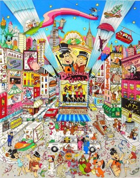  cityscape Canvas - Charles Fazzino cityscape cartoon sport 03 impressionists